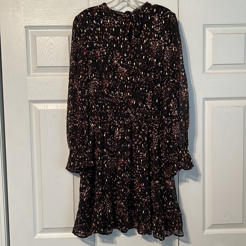 CeCe Long-sleeve Smocked-waist Cutout Dress - Size: L